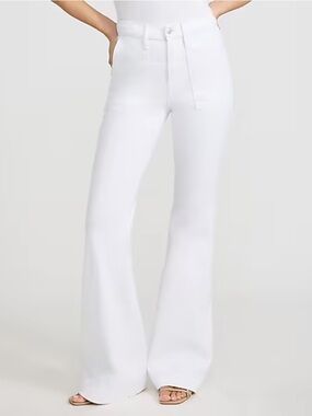 Express High Waisted White Patch Pocket '70s Flare Jeans